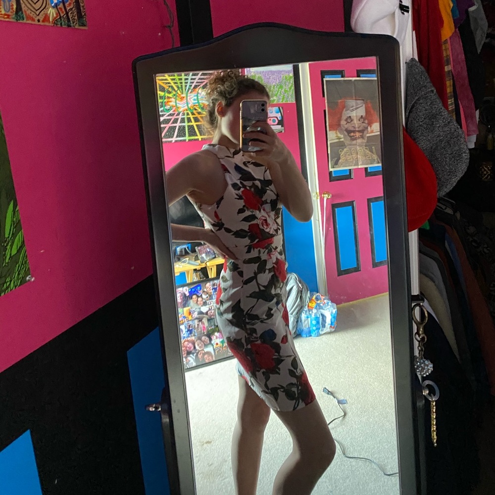 floral patterned sexy office dress